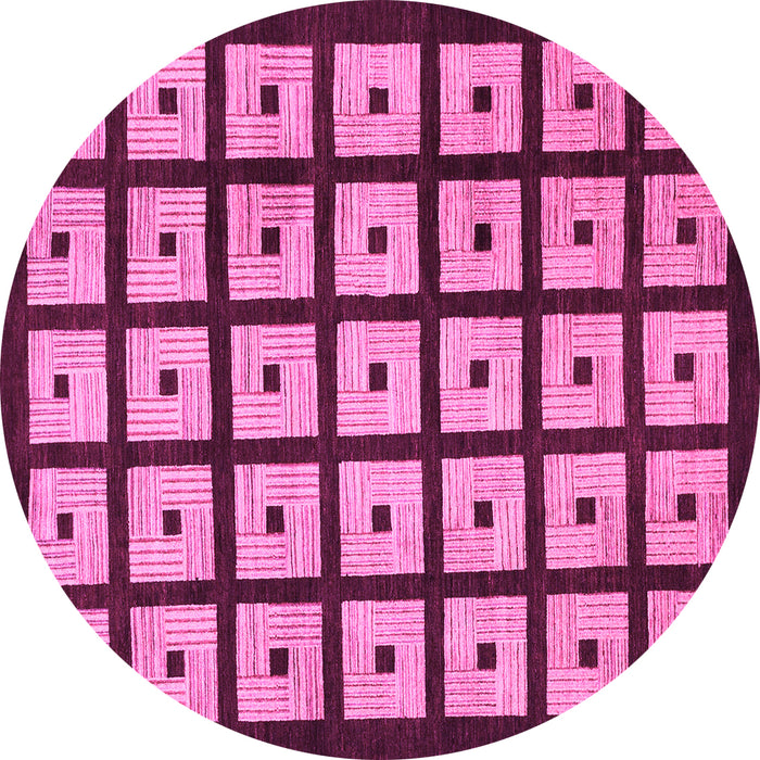 Round Machine Washable Abstract Pink Modern Rug, wshabs1629pnk