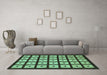 Machine Washable Abstract Turquoise Modern Area Rugs in a Living Room,, wshabs1629turq