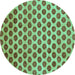 Round Machine Washable Abstract Turquoise Modern Area Rugs, wshabs162turq