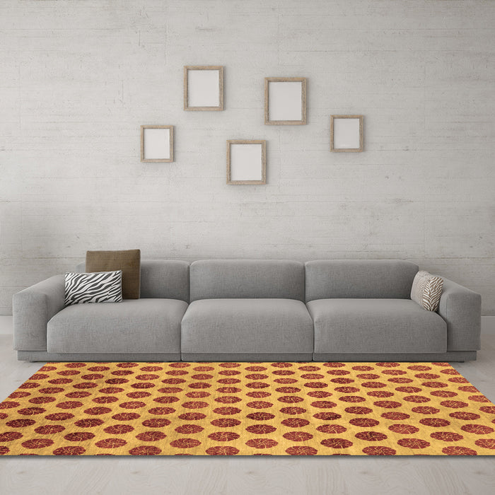 Machine Washable Abstract Brown Modern Rug in a Living Room,, wshabs162brn