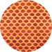 Round Machine Washable Abstract Orange Modern Area Rugs, wshabs162org