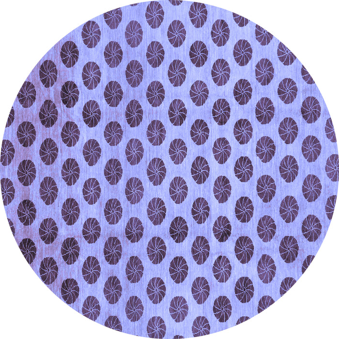 Round Abstract Blue Modern Rug, abs162blu