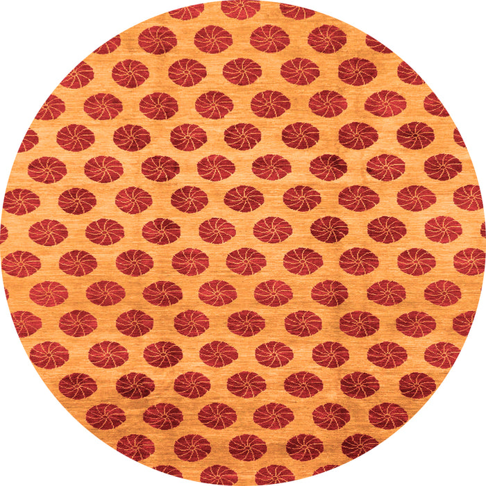Round Abstract Orange Modern Rug, abs162org