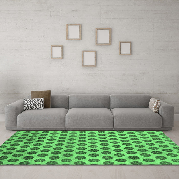 Machine Washable Abstract Emerald Green Modern Area Rugs in a Living Room,, wshabs162emgrn