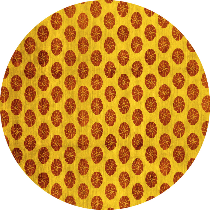 Round Abstract Yellow Modern Rug, abs162yw