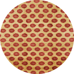 Round Machine Washable Abstract Orange Rug, wshabs162