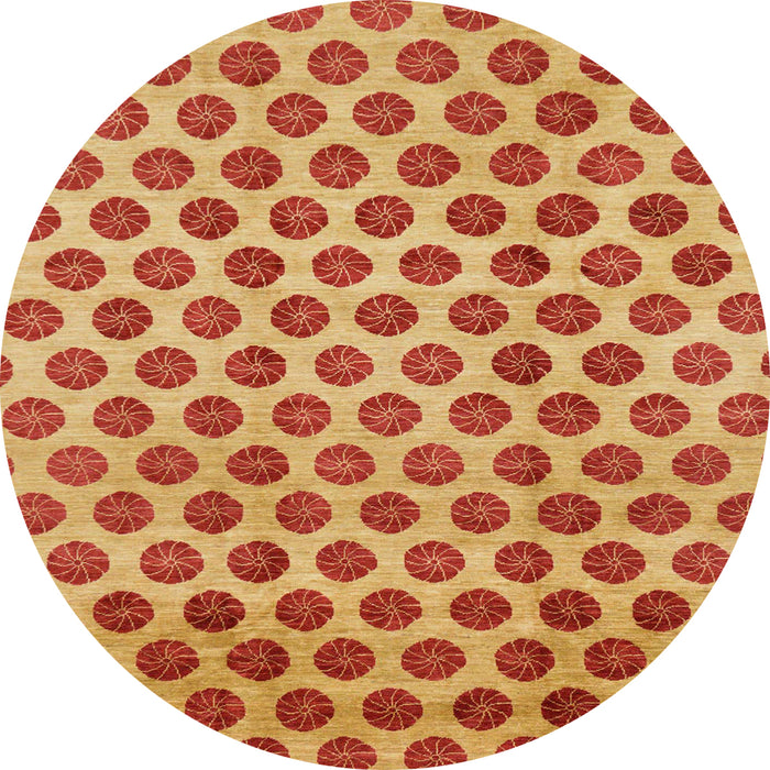 Round Machine Washable Abstract Orange Rug, wshabs162