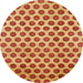 Round Machine Washable Abstract Orange Rug, wshabs162