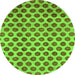 Round Machine Washable Abstract Green Modern Area Rugs, wshabs162grn