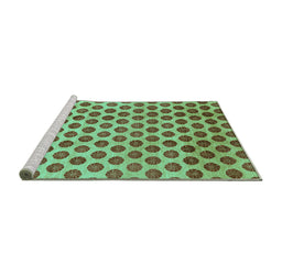 Sideview of Machine Washable Abstract Turquoise Modern Area Rugs, wshabs162turq