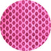 Round Machine Washable Abstract Pink Modern Rug, wshabs162pnk