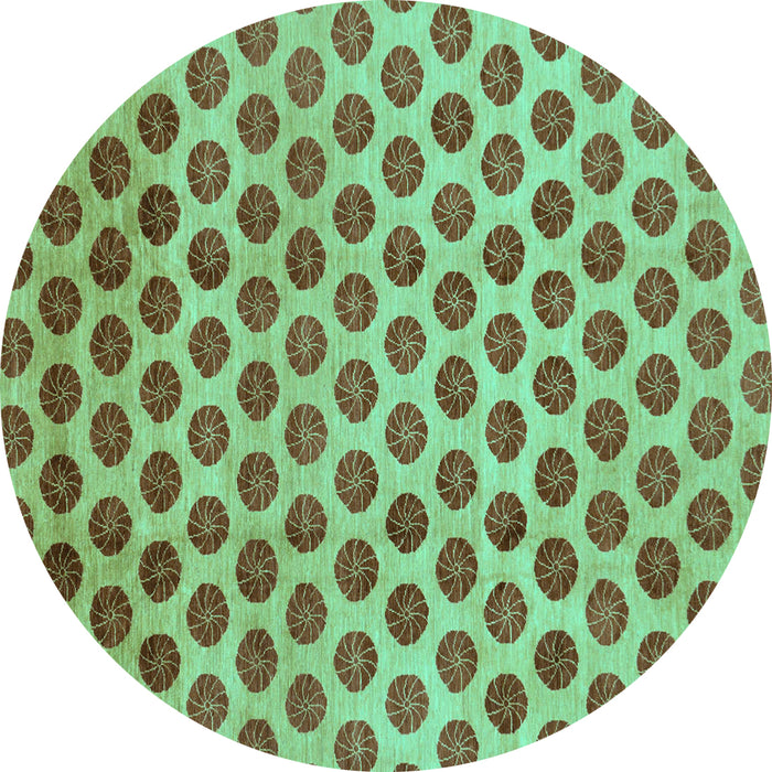 Round Abstract Turquoise Modern Rug, abs162turq