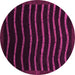 Round Machine Washable Abstract Pink Modern Rug, wshabs1630pnk