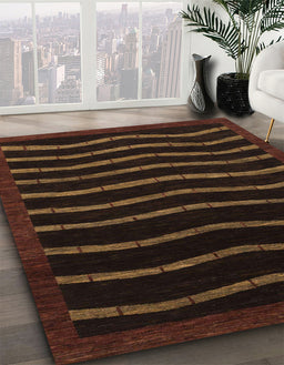 Abstract Sangria Brown Modern Rug in Family Room, abs1630