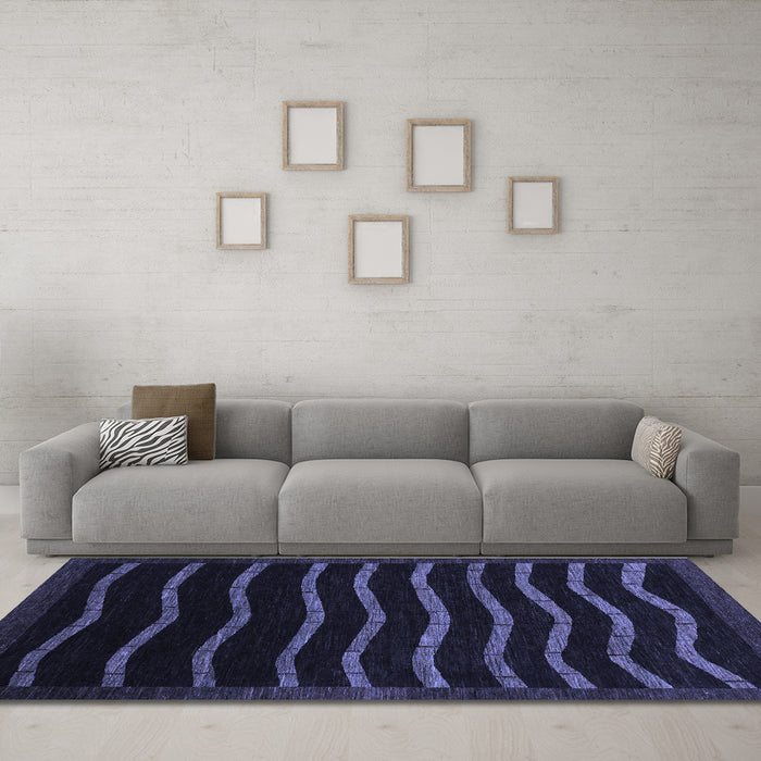 Machine Washable Abstract Blue Modern Rug in a Living Room, wshabs1630blu