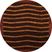 Round Machine Washable Abstract Orange Modern Area Rugs, wshabs1630org