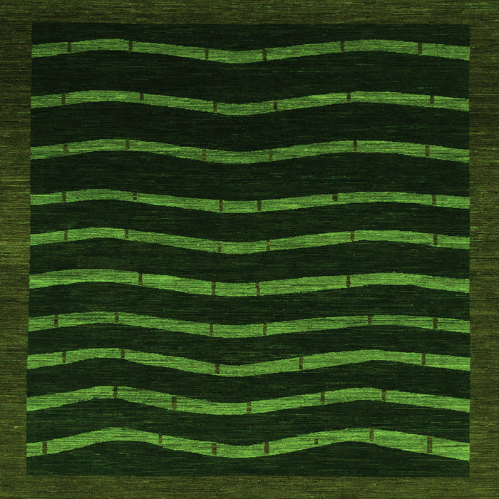 Square Machine Washable Abstract Green Modern Area Rugs, wshabs1630grn