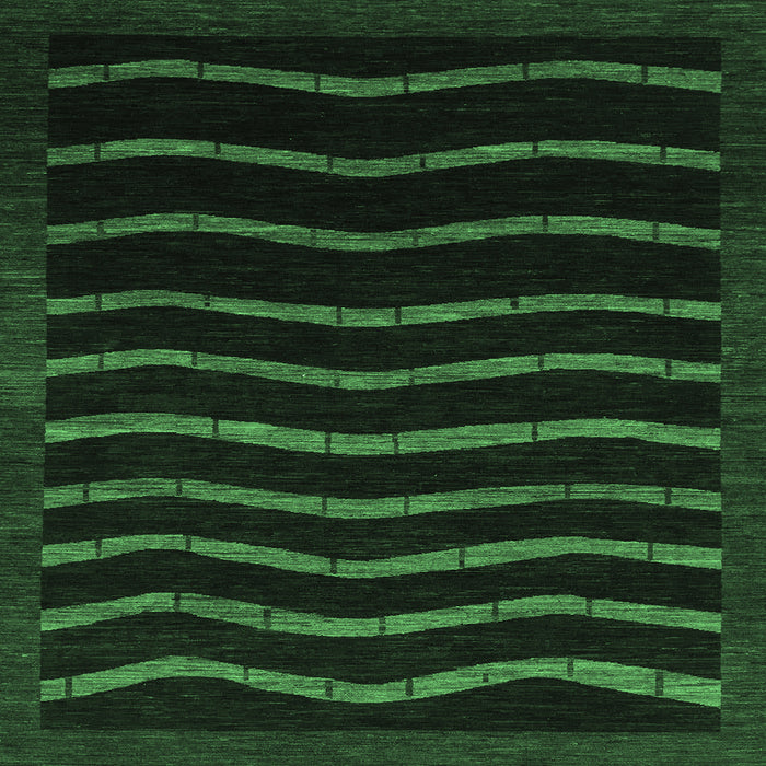 Square Machine Washable Abstract Emerald Green Modern Area Rugs, wshabs1630emgrn