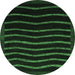 Round Abstract Emerald Green Modern Rug, abs1630emgrn