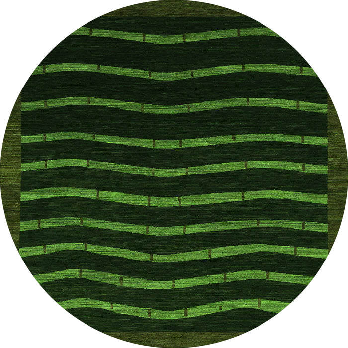 Round Machine Washable Abstract Green Modern Area Rugs, wshabs1630grn