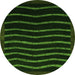 Round Machine Washable Abstract Green Modern Area Rugs, wshabs1630grn