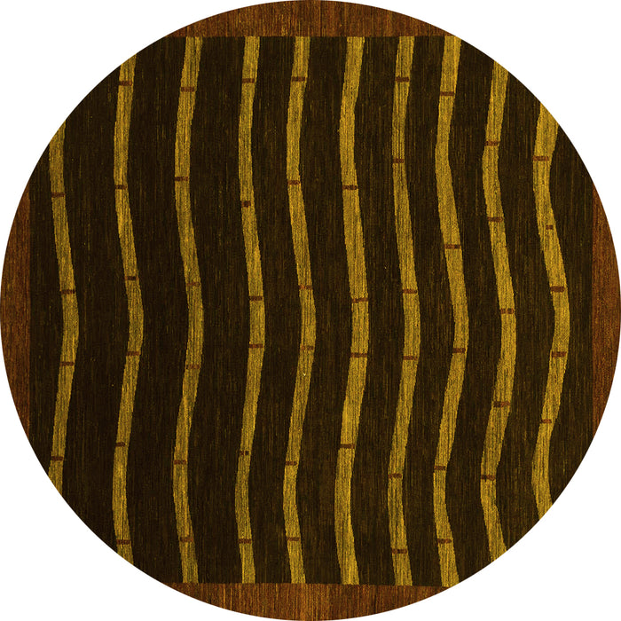 Round Abstract Yellow Modern Rug, abs1630yw
