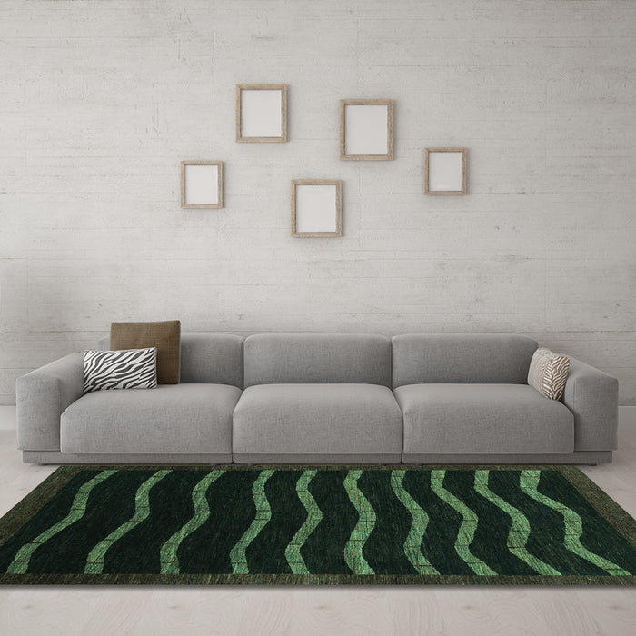 Machine Washable Abstract Turquoise Modern Area Rugs in a Living Room,, wshabs1630turq
