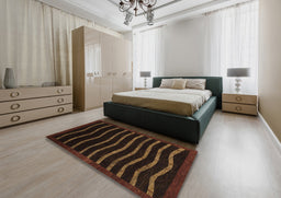 Abstract Sangria Brown Modern Rug in a Bedroom, abs1630