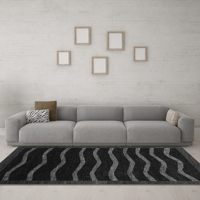 Machine Washable Abstract Gray Modern Rug in a Living Room,, wshabs1630gry