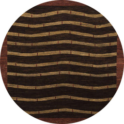 Round Abstract Sangria Brown Modern Rug, abs1630