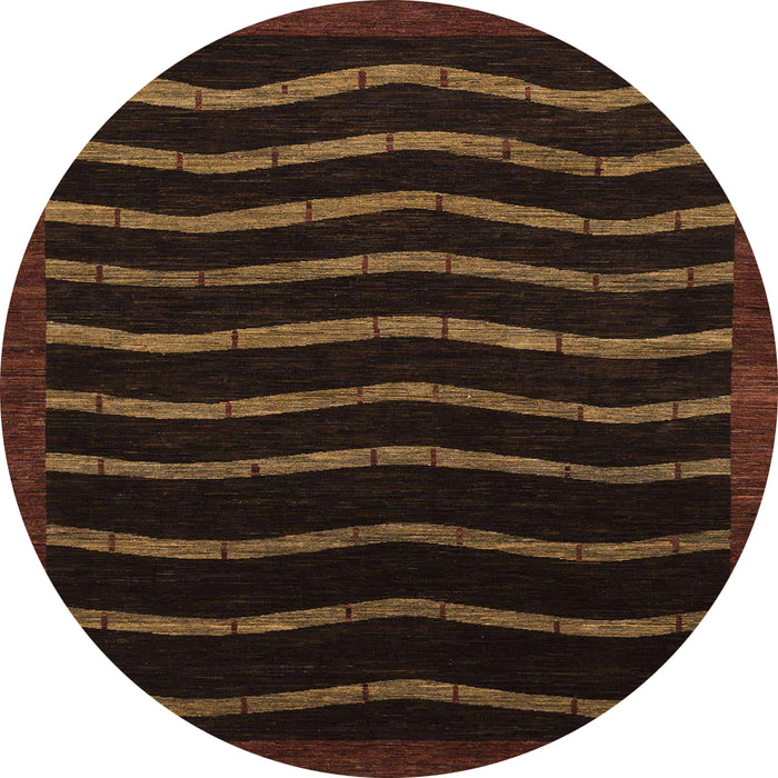 Round Abstract Sangria Brown Modern Rug, abs1630