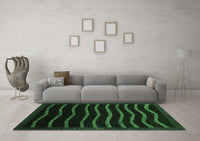 Machine Washable Abstract Emerald Green Modern Rug, wshabs1630emgrn