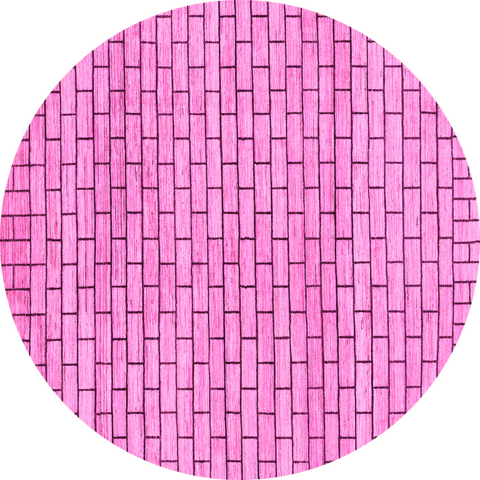 Round Machine Washable Solid Pink Modern Rug, wshabs1631pnk