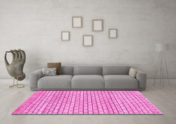Machine Washable Solid Pink Modern Rug in a Living Room, wshabs1631pnk