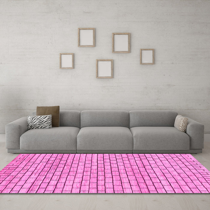Machine Washable Solid Pink Modern Rug in a Living Room, wshabs1631pnk