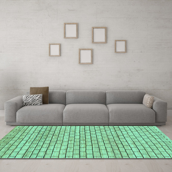 Machine Washable Solid Turquoise Modern Area Rugs in a Living Room,, wshabs1631turq