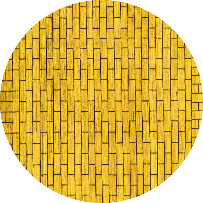 Round Machine Washable Solid Yellow Modern Rug, wshabs1631yw