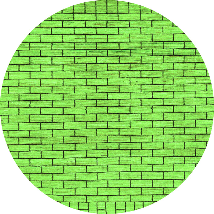 Round Machine Washable Solid Green Modern Area Rugs, wshabs1631grn