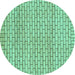 Round Machine Washable Solid Turquoise Modern Area Rugs, wshabs1631turq