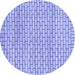 Round Machine Washable Solid Blue Modern Rug, wshabs1631blu