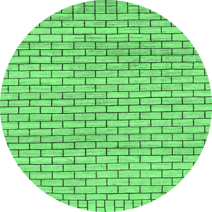 Round Machine Washable Solid Emerald Green Modern Area Rugs, wshabs1631emgrn