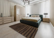 Machine Washable Abstract Sepia Brown Rug in a Bedroom, wshabs1632