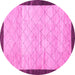 Round Machine Washable Abstract Pink Modern Rug, wshabs1633pnk