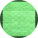 Round Machine Washable Abstract Emerald Green Modern Area Rugs, wshabs1633emgrn