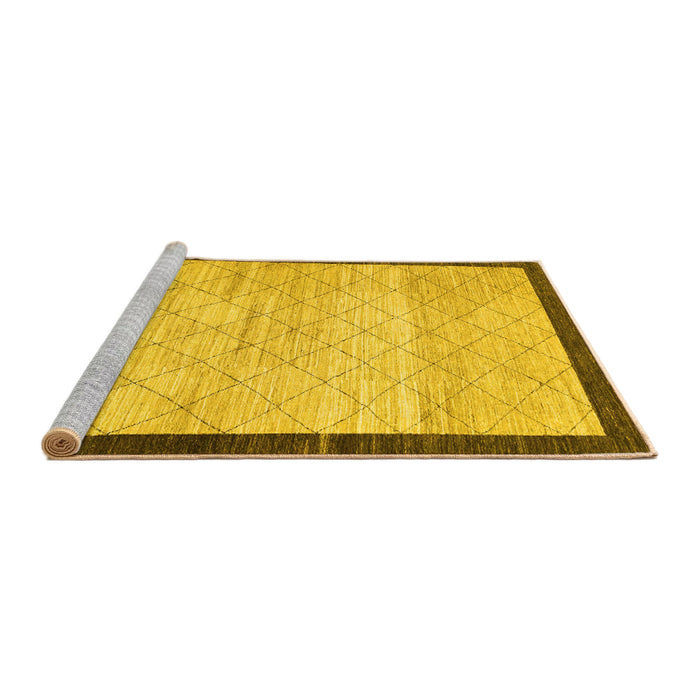 Sideview of Machine Washable Abstract Yellow Modern Rug, wshabs1633yw