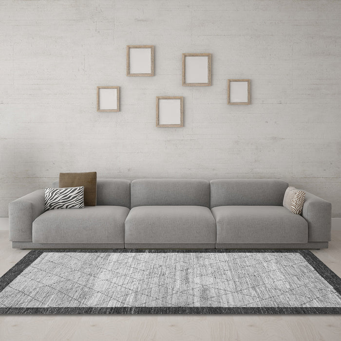 Machine Washable Abstract Gray Modern Rug in a Living Room,, wshabs1633gry