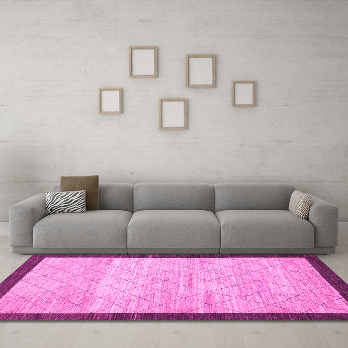 Machine Washable Abstract Pink Modern Rug in a Living Room, wshabs1633pnk