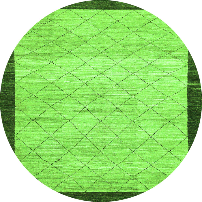 Round Machine Washable Abstract Green Modern Area Rugs, wshabs1633grn
