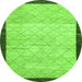 Round Machine Washable Abstract Green Modern Area Rugs, wshabs1633grn