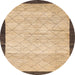 Round Abstract Dark Gold Brown Modern Rug, abs1633